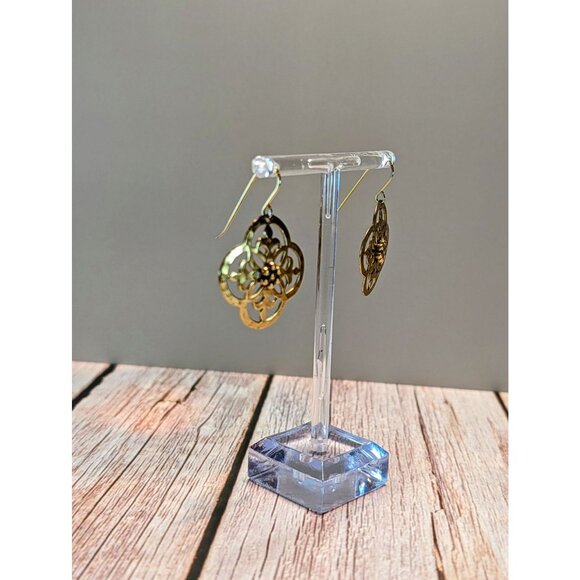 Handcrafted Brass Floral Drop Earrings Lightweight & Elegant Design - Picture 3 of 7